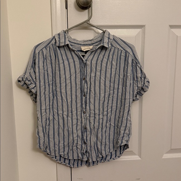 Blue and White Striped Button-Up Shirt - Picture 1 of 2